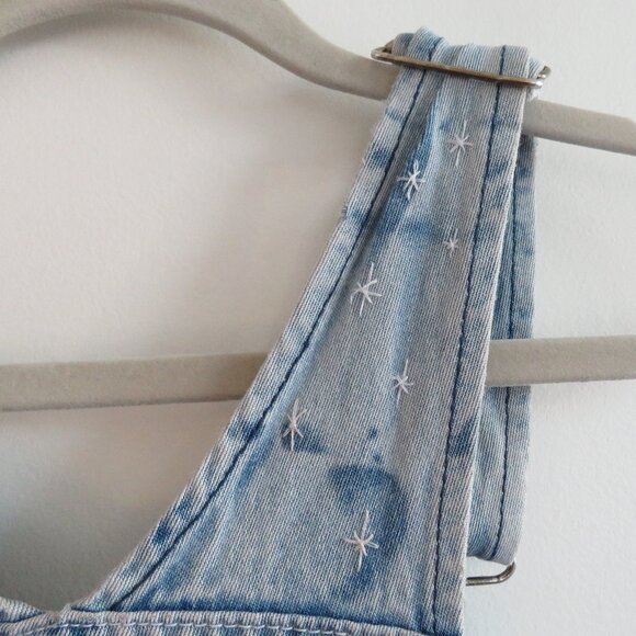 VINTAGE LIBERTY Cargo Carpenter Denim Overalls Acid Wash Hand Embroidered Work - Picture 11 of 16